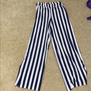 Blue and white striped pants